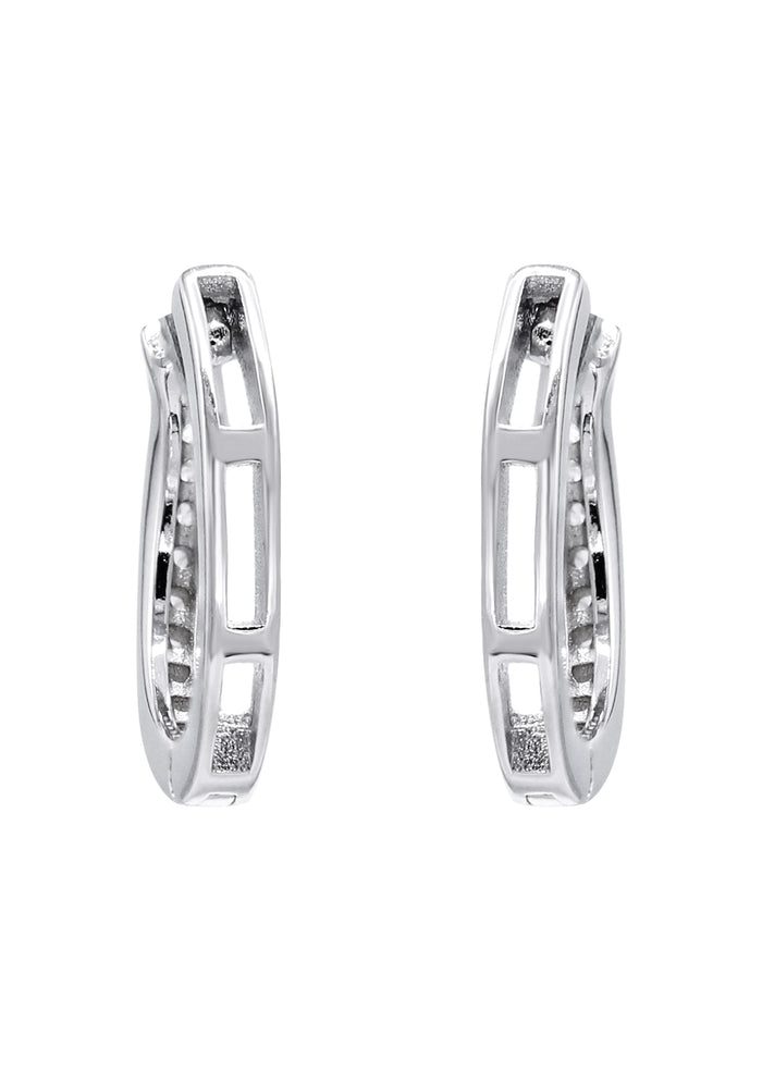 Mens Jewelry - Silver Round Iced Out VVS Stud Earrings for Men | Appx. 1.5 Grams