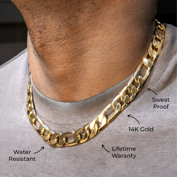 Mens Jewelry - Solid Gold Figaro Chain & Bracelet