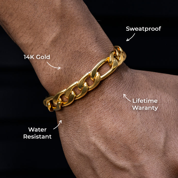Mens Jewelry - Solid Gold Figaro Chain & Bracelet