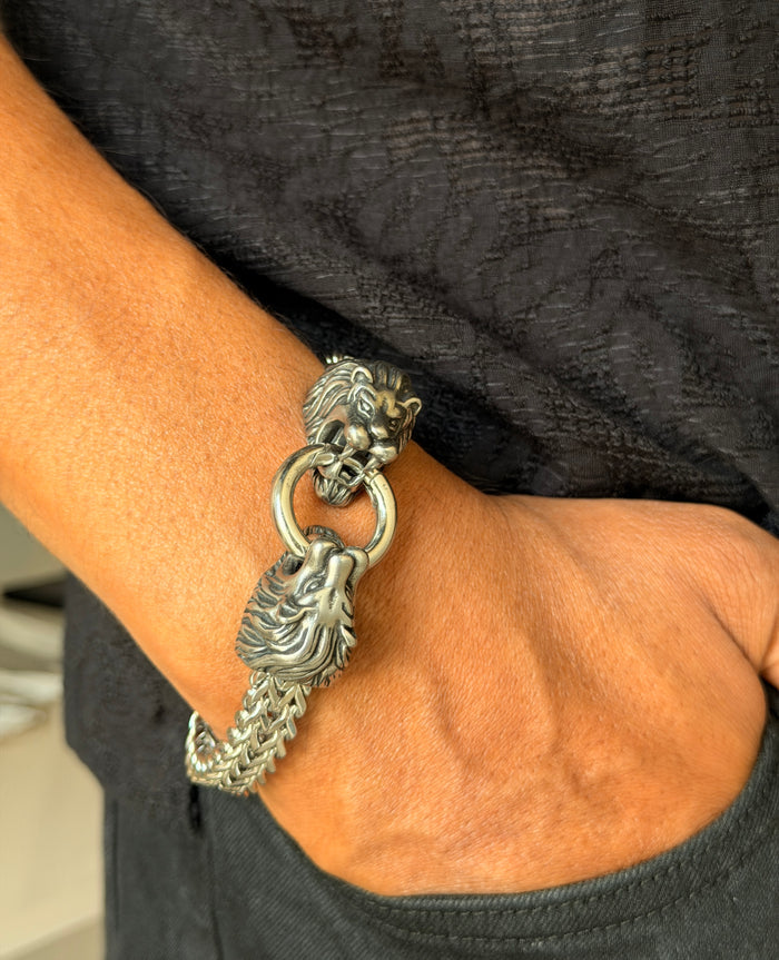 Men's Lion Head Link Chain Bracelet