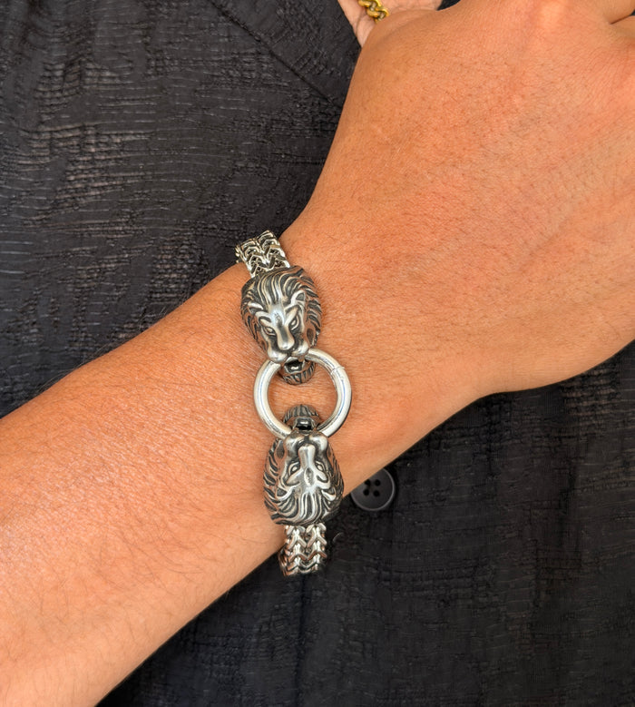 Men's Lion Head Link Chain Bracelet