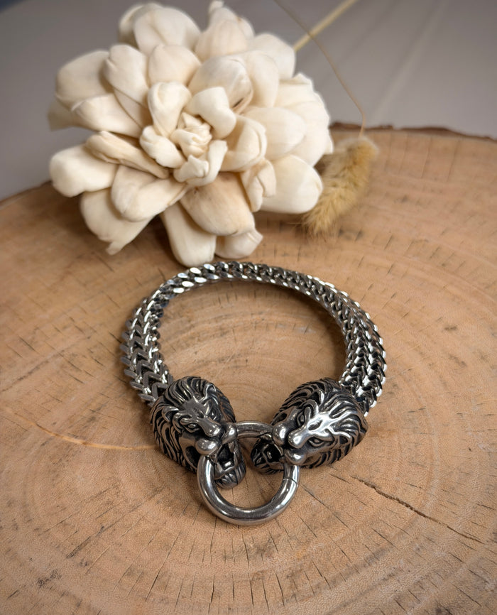Men's Lion Head Link Chain Bracelet