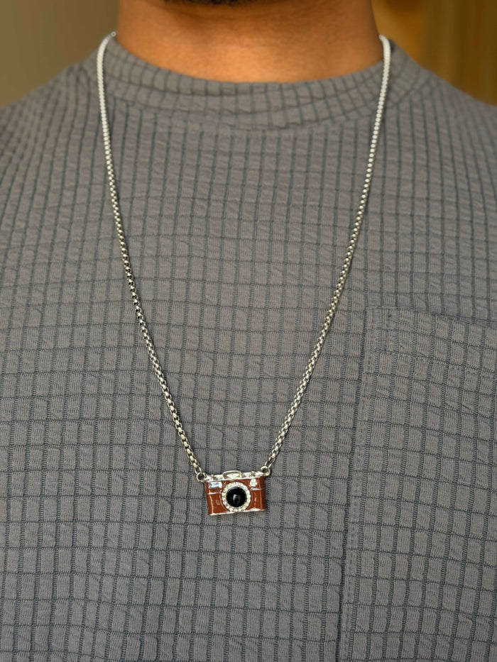 Men's Silver Camera Pendant Chain
