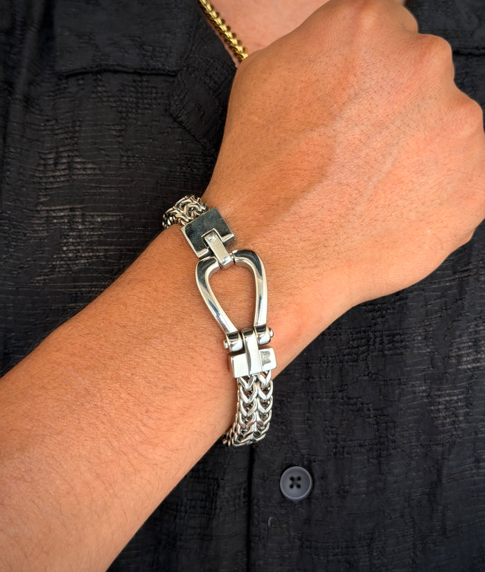 Men's Silver Carabiner Chain Bracelet
