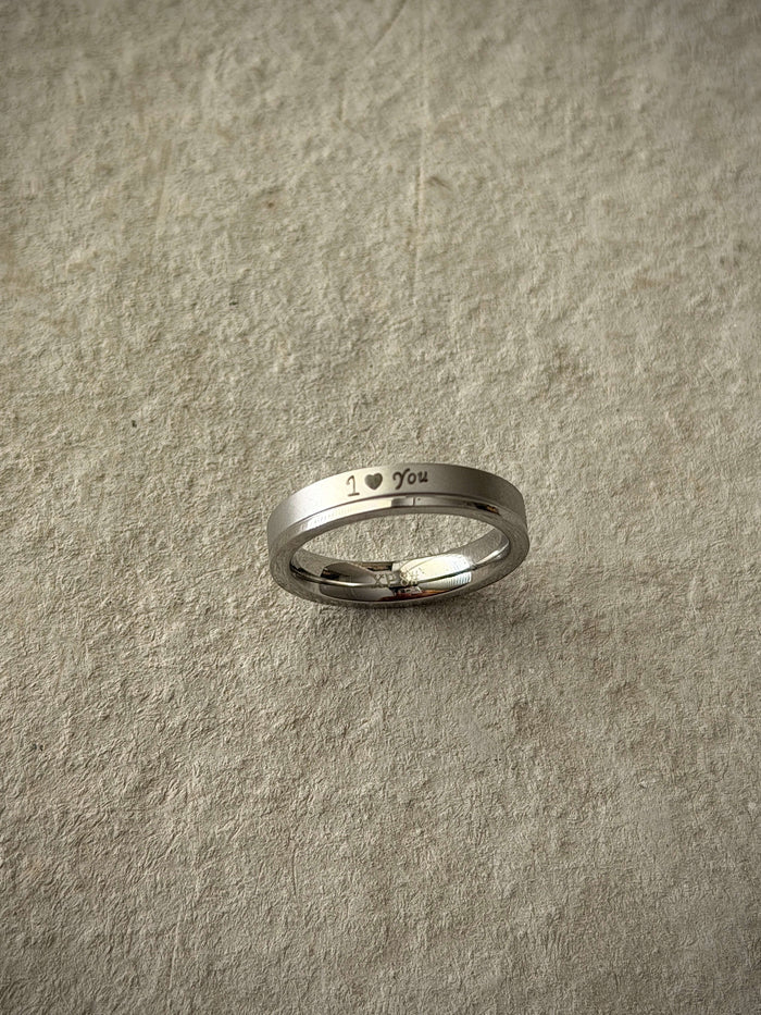 Men's Silver Couple I Love U Ring