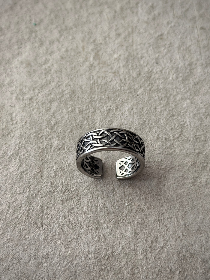 Men's Silver Double‑Line Band Ring