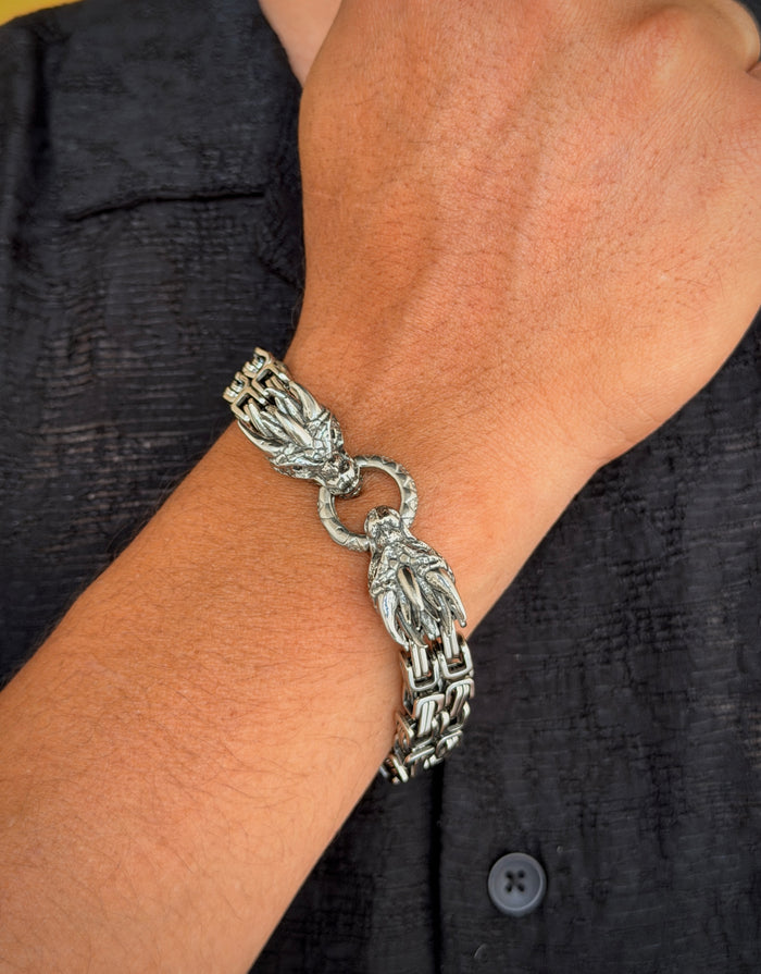 Men's Silver Dragon Head Bracelet
