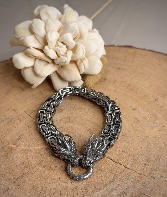 Men's Silver Dragon Head Bracelet