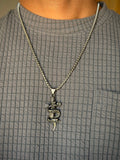 Men's Silver Gothic Sword & Snake Chain