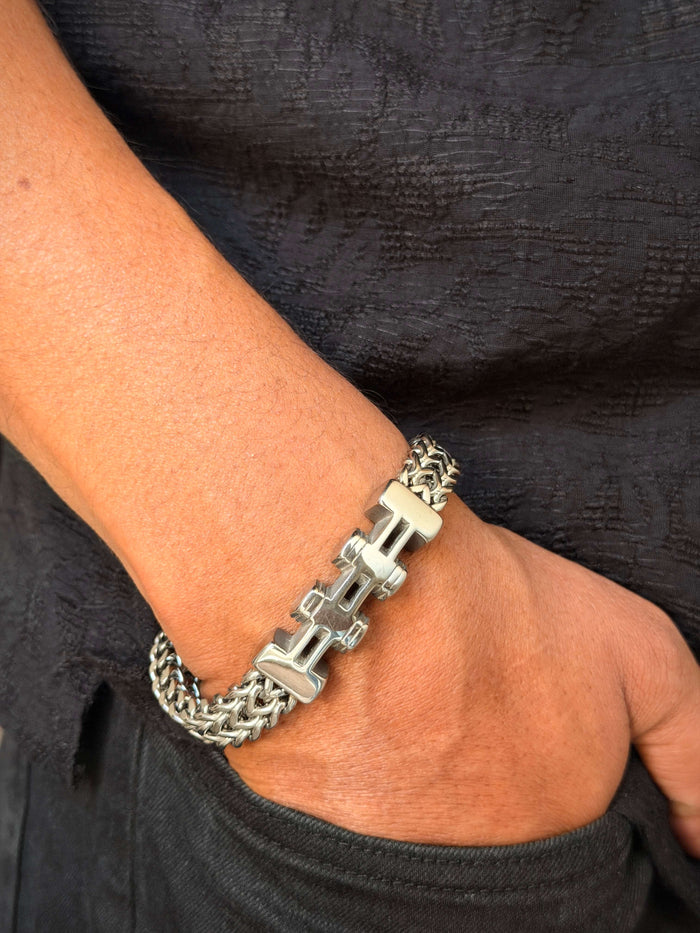 Men’s Silver Mechanical Nut Bracelet