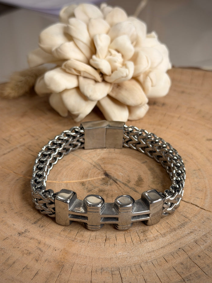 Men’s Silver Mechanical Nut Bracelet