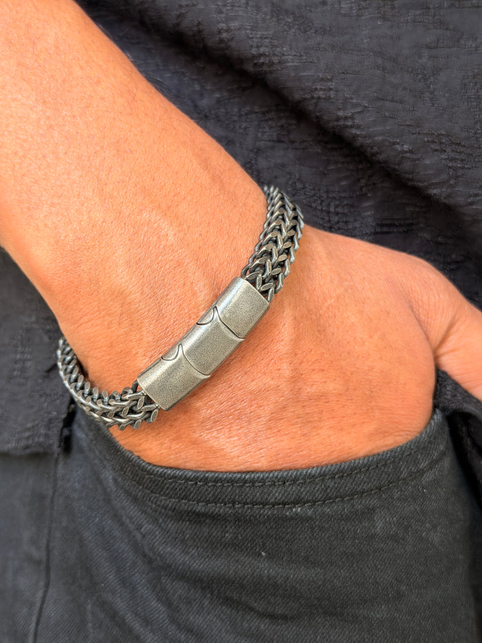Men’s Silver Woven Bracelet