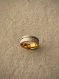 Men's Silver‑Gold Groove Band Ring
