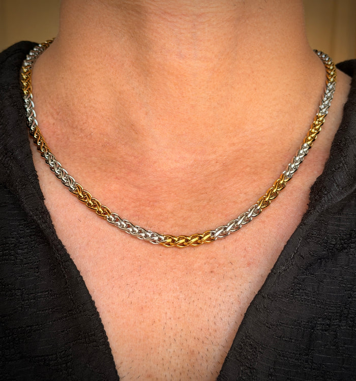 Men's Two‑Tone Byzantine Chain