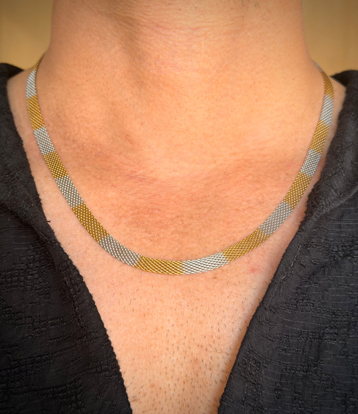Men's Two‑Tone Mesh Link Chain