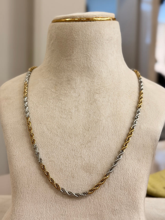 Men's Two‑Tone Rope Link Chain