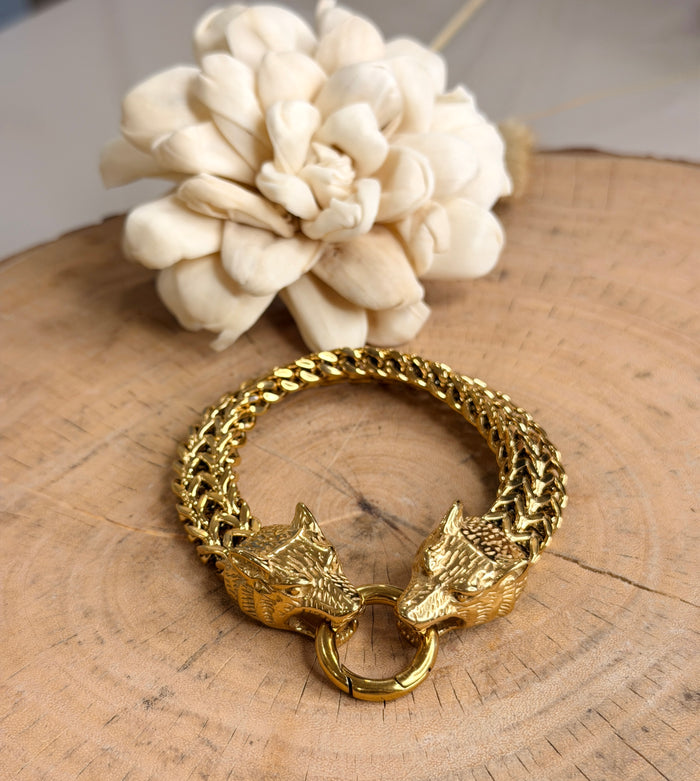 Men's Wolf Head Link Bracelet