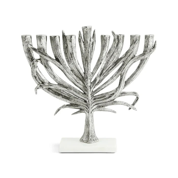 Michael Aram Small Antique Goldtone or Nickelplate Palm Menorah