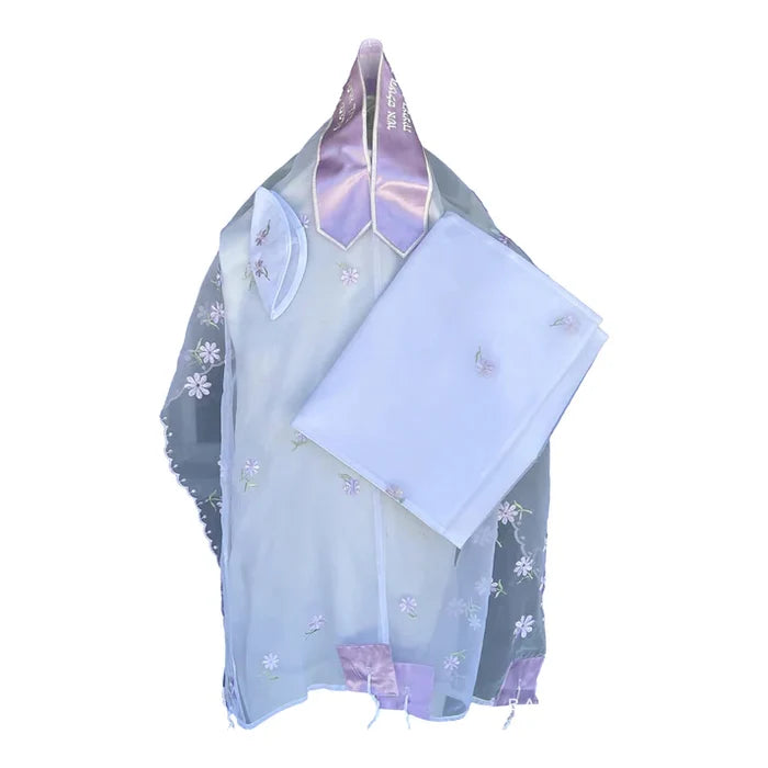 Michelle Judaica Lavender Embroidered Flowers