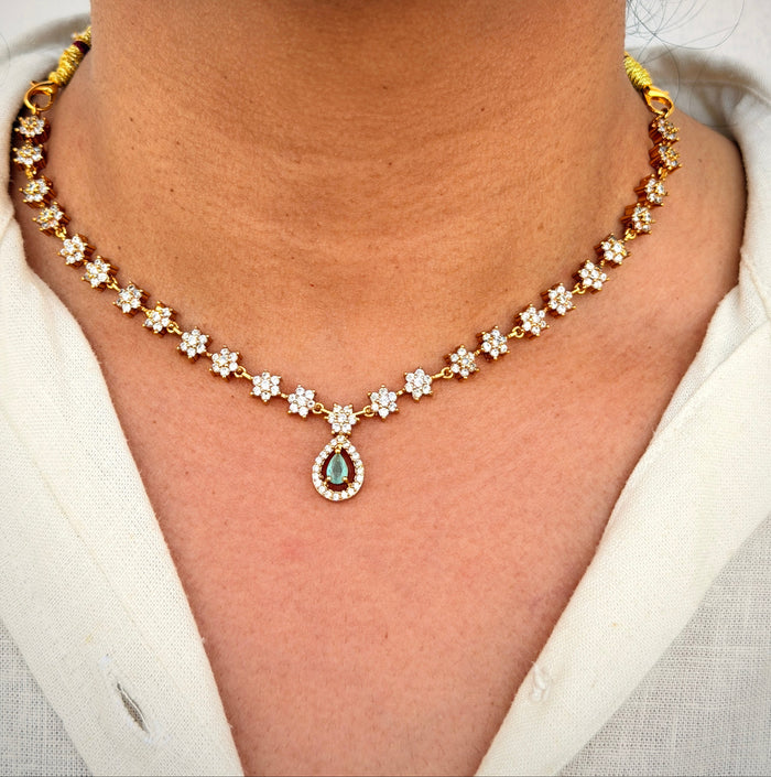 Mint Green Starburst Teardrop Necklace Set