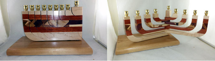Mixed Wood Kinetic Menorah