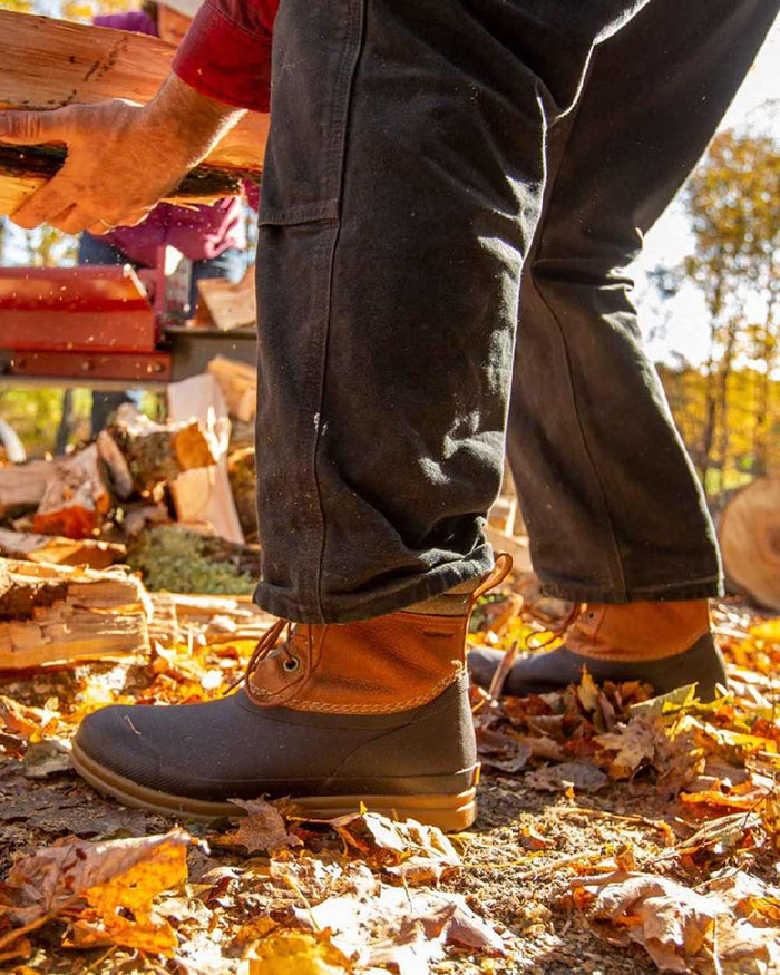 Tan Coloured Muck Boots Mens Originals Duck Lace-Up Leather Short Boots on Outdoor Background
#colour_tan