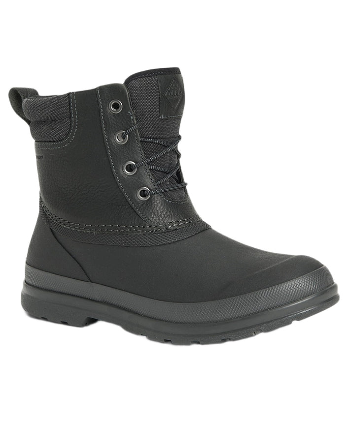 Black Coloured Muck Boots Mens Originals Duck Lace-Up Leather Short Boots on White Background
#colour_black