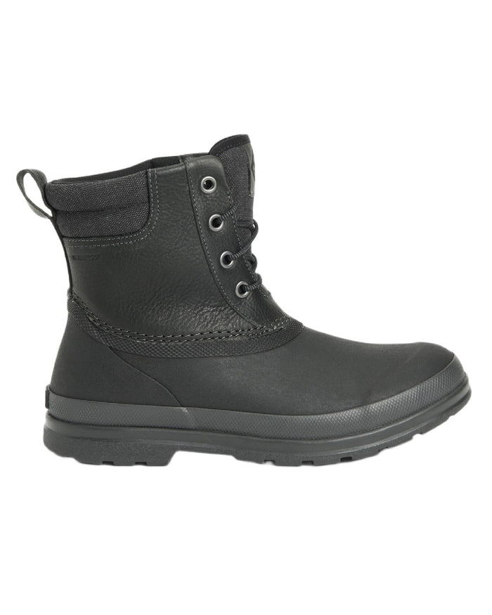 Black Coloured Muck Boots Mens Originals Duck Lace-Up Leather Short Boots on White Background
#colour_black