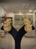 Multistone Feather Fan Stud Earrings