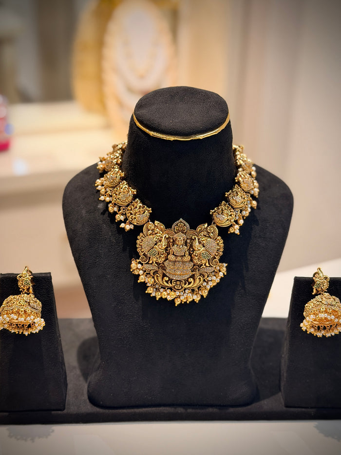 Nakshi Lakshmi Peacock Choker Necklace Set