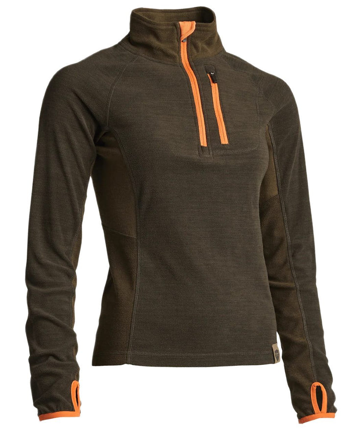 Brown coloured Northern Hunting Womens Revna Baselayer Top on white background #colour_brown