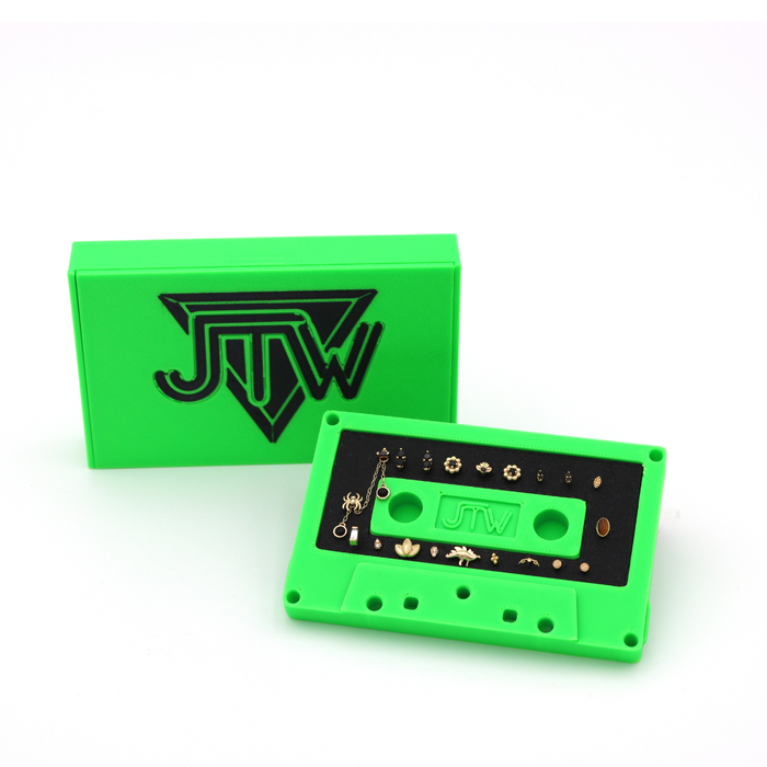 Slime Time Neon Green case with black logo and Slime Time Neon Green cassette