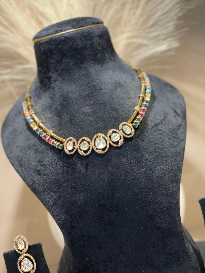 Opulent Moissanite Polki Necklace Set