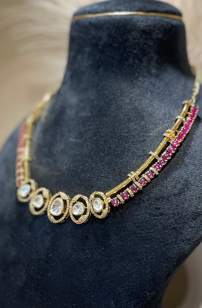 Opulent Moissanite Polki Necklace Set