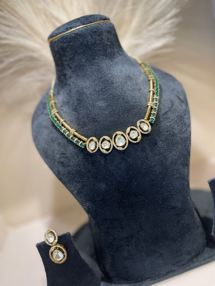 Opulent Moissanite Polki Necklace Set