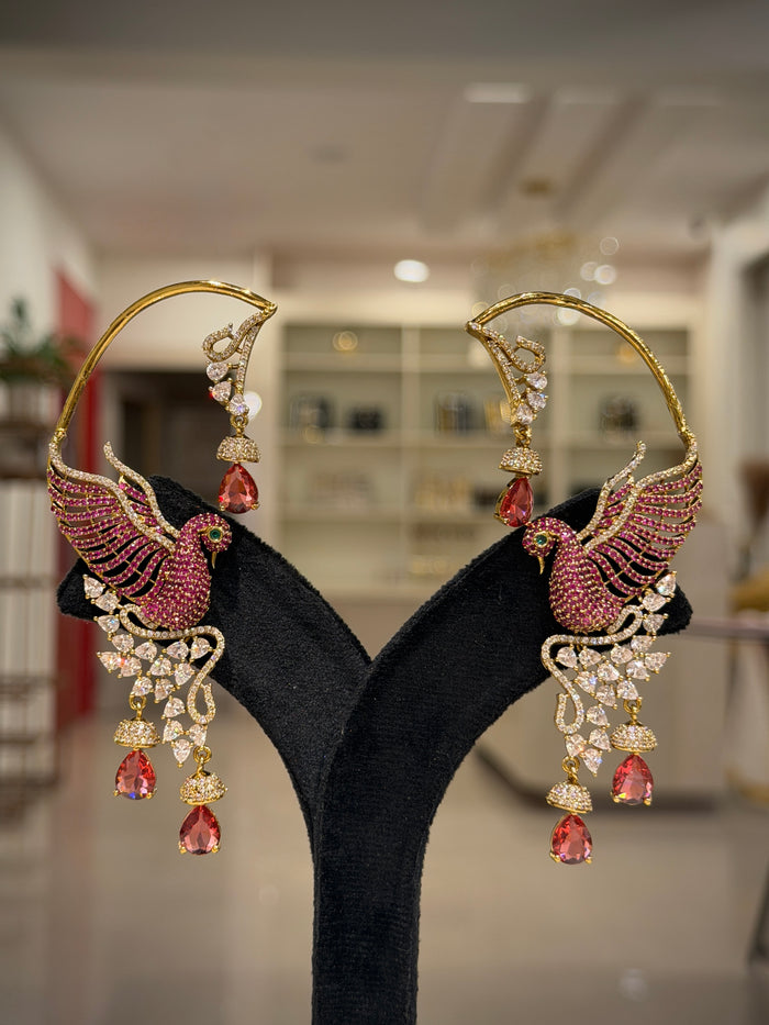 Peacock Crystal Cascade Dangle Earrings