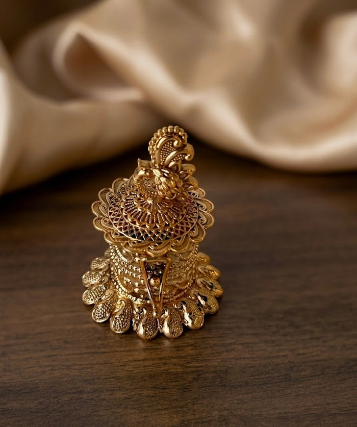 Peacock Filigree Mango Base Cylinder Kumkum Box