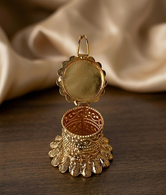 Peacock Filigree Mango Base Cylinder Kumkum Box