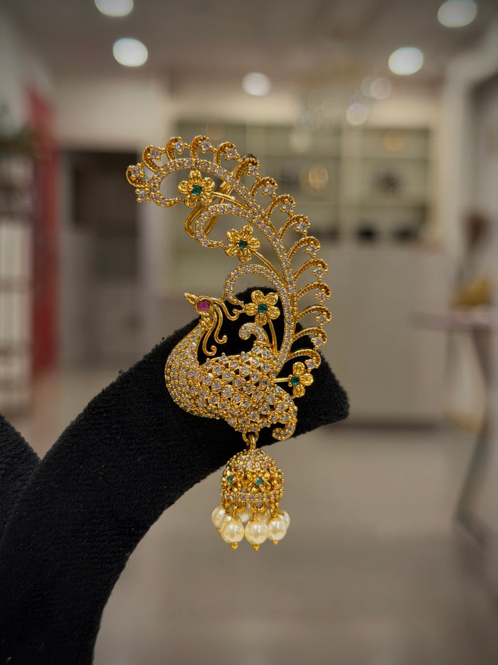 Peacock Jhumka Pearl Earrings Set