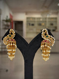 Peacock Pearl Cluster Jhumka Earrings