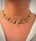 Peacock Ruby & Emerald Floral Necklace Set
