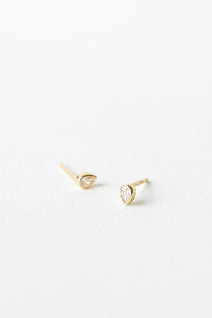 Pear Bezel Studs