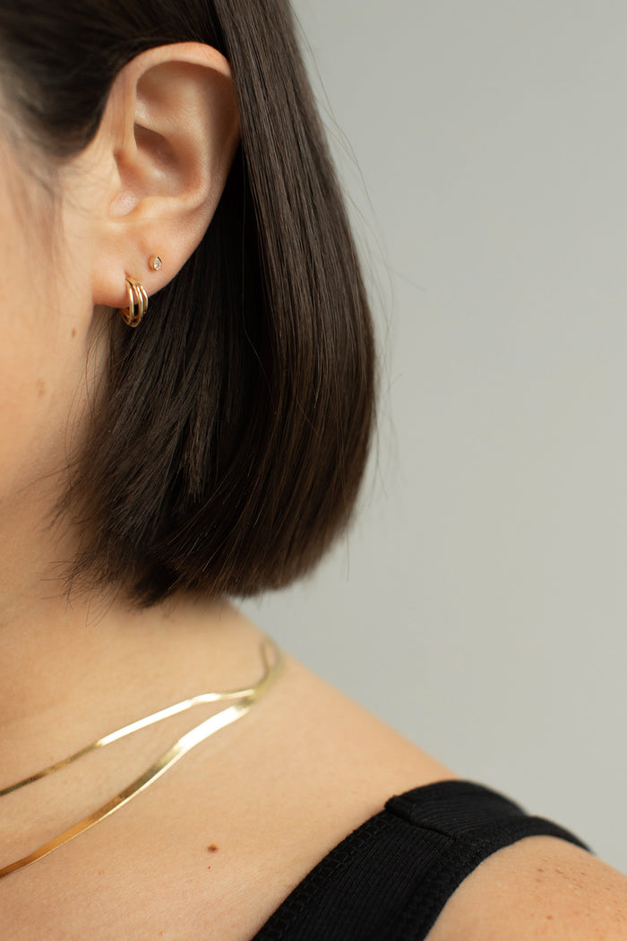 Pear Bezel Studs