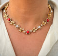 Pearl & Stone Leave Necklace Set