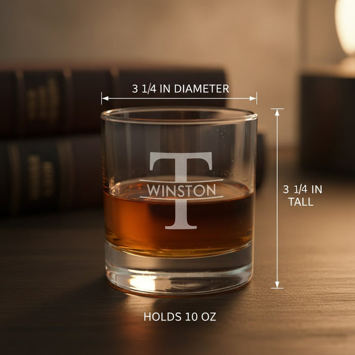 Laser engraved whiskey glass close-up detail. Great Valentines day gift for him, dad, grandpa, husband