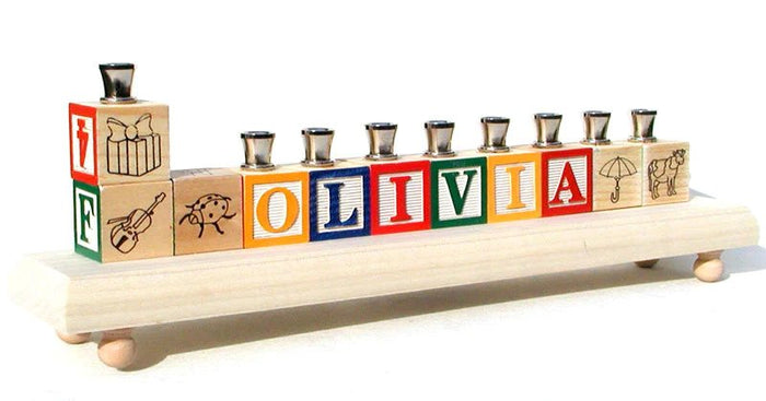 Personalized Wooden Block menorah