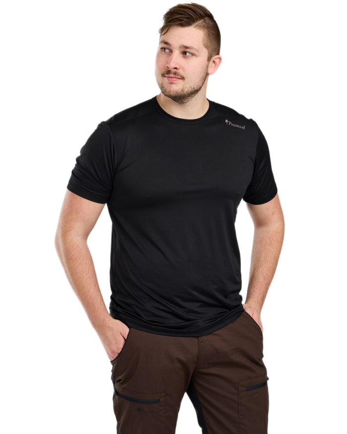 Black coloured Pinewood Mens Function T-Shirt on white background #colour_black