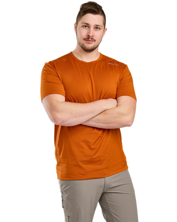 Burned Orange coloured Pinewood Mens Function T-Shirt on white background #colour_burned-orange