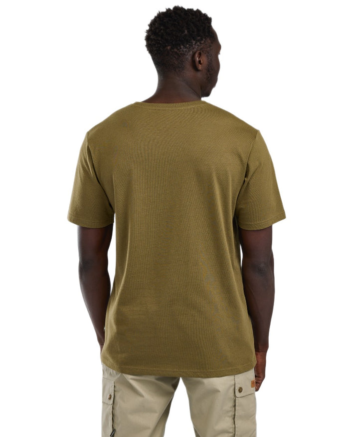 Olive Melange coloured Pinewood Mens Hunting T-Shirt on white background #colour_olive-melange