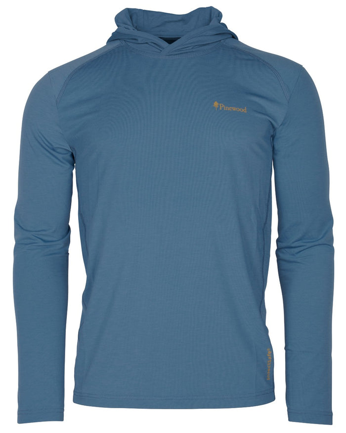 Fog Blue coloured Pinewood Mens Insectsafe Function Hoodie on white background #colour_fog-blue